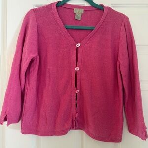 Sigrid Olsen 100% Cotton Hot Pink Women's Cardigan